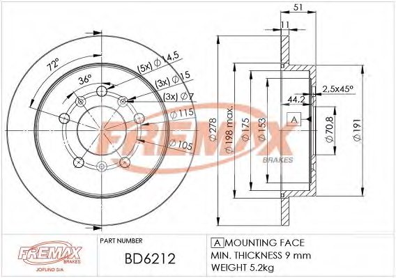 FREMAX BD-6212 Brake Disc